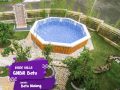 kolam renang pribadi villa gnbr batu berbentuk unik heksagon