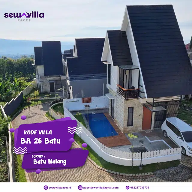 bangunan modern industrial menghadap gunung villa batu malang kode ba26 ini menjadi pilihan menarik staycation